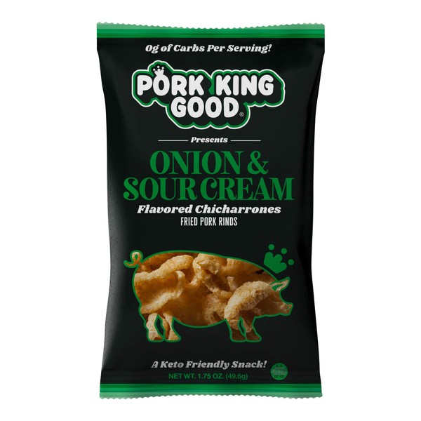 Pork King Good Onion & Sour Cream Pork Rinds (Chicharrones) (4 Pack) Keto Snack