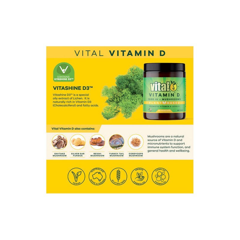 Vital Vegan Vitamin D Vegecaps 60 Capsules