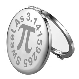 FEELMEM Mathematical Pi Symbol Makeup Mirror Pi Day Compact Mirror Gift Math Lovers Gift Math Geek Gift (Sweet As-Mirror)