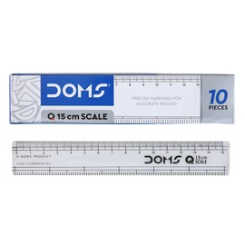 DOMS Q Series 15cm Transparent Scale (Pack of 10)