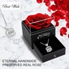 Suturun Preserved Flowers Real Rose,Eternal Rose with Necklace Gifts for