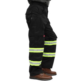 BOCOMAL FR Pants High Visibility Cargo Pockets Flame Resistant Hi-Vis Workwear Water & Oil Repellent Finish Black