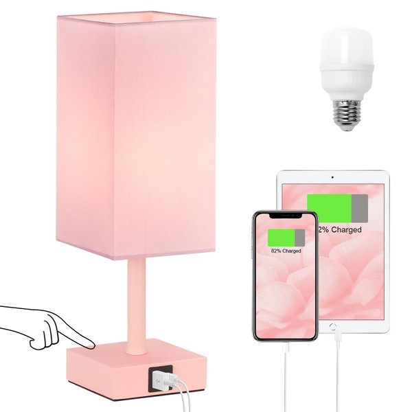 Ambimall Touch Control Table Lamp with USB A+C Charging Ports
