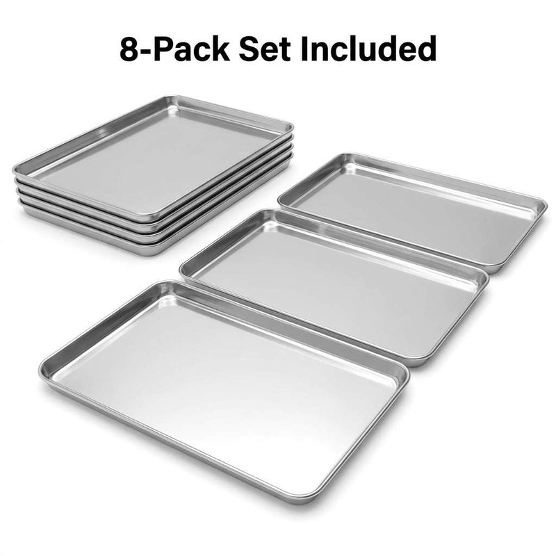 QWORK Stainless Steel Instrument Tray, Multipurpose Service Tray with Flat