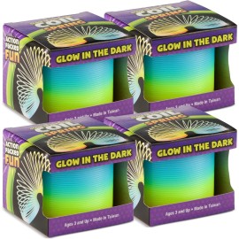 Bedwina 3" Glow in The Dark Coil Spring Toy [4 Pack] - Colorful Neon Rainbow Magic To...