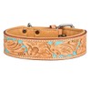 Michur Mariano Leather Dog Collar Beige Blue Brown Leather with