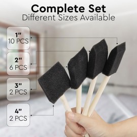 Vanitek 20 Piece Flat Flexible Poly Foam Bevel-Tipped Brush Set with Wooden Handles Ideal for Applying Paint, Oil-Based Paints, Stain, Varnish, Enamel, Latex Paint Smooth Surfaces & Arts & Crafts