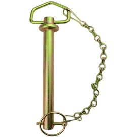 1Set Heavy Duty Steel Hitch Pin with Chain and Linchpin for Secure Mounting of Hitches and Axles (7/8” Dia x 6 1/4inch Long)