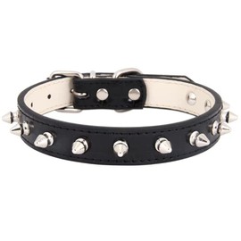 Dog Collar with Spikes,Rivet Dog Collar, Leather Spiked Studded Dog Pet Collars for Small Medium Large Dogs (XS: for Neck Girth：7 1/2-12 1/2 in, Black)