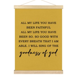 BCUANGD Christian Wall Decor - Scripture Goodness of God Wall Art Poster Hanger with Wood Frames, Bible Verse Yellow Wall Hanging Canvas Decor for Farmhouse Home Bedroom, 12x16 Inches