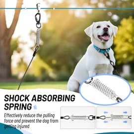 Dog Runner for Yard, Heavy Duty 75FT Dog Runs for Outside with 10FT Tie Out Cable, Trolley System Zipline for Large Dogs Up to 250lbs, Chew Proof Run Cable for Camping