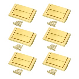 sourcing map 6pcs Toggle Catch Lock, 1.85" x 1.2" Hasp Lock Latch Mini Hasp Clasp with Mounting Screws for Jewelry Box Gift Box Wooden Cabinet, Bright Gold