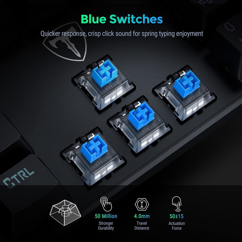 RisoPhy Mechanical Gaming Keyboard, RGB 104 Keys Ultra-Slim LED Backlit