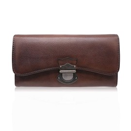 LETEULO Women's Large Leather Purse, Large Multiple Compartments with 18 Card Slots, Long Purse, Women's Leather Wallet with Zip, coffee