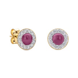 Miore Earrings Women studs Ruby with Crystals Yellow Gold 9 Kt / 375