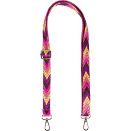 styleBREAKER Narrow Bag Shoulder Strap Adjustable with Colourful Zigzag Pattern, Changing Bag Strap, Unisex 02013023, Purple/pink/yellow