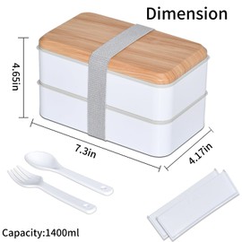 TopEsct Bento Lunch Box for Adults, Lunch Boxes with Dividers, Lunch Box with Cutlery, Breakfast Box, Meal Prep Boxes, Lunch Box (1400 ml)