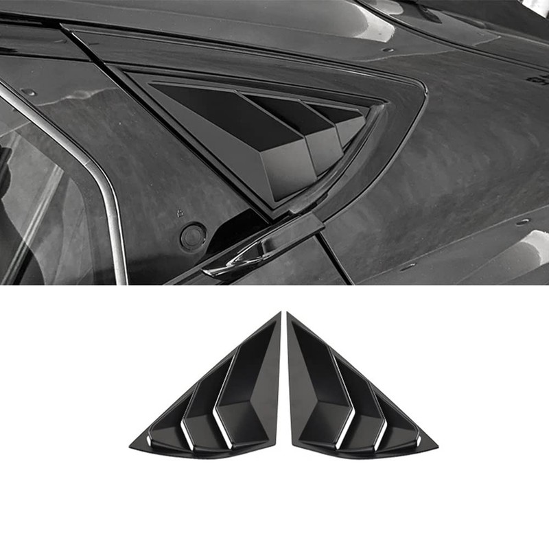 MACHSWON 2pcs Rear Side Window Louvers Cover Fit For Mustang