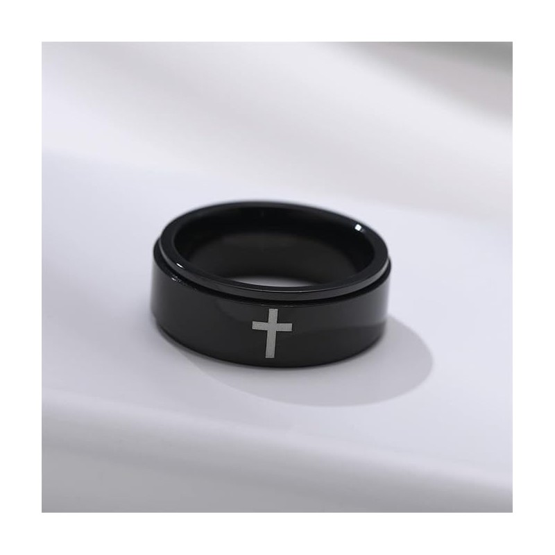 Titanium Stainless Steel Anxiety Ring Cross Rotating Ring Stress Relieving