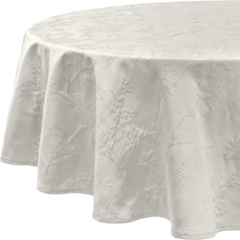 Erwin Müller Arnsberg Series Table Linen, Tablecloth with Jacquard Pattern, Light Grey, Round Size: 160 cm Diameter, Robust Fabric is Easy to Iron and Long Lasting (Other Colours, Sizes)