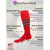 MadSportsStuff Dugout 3 Stripe Baseball Socks (Scarlet/Black/White, Small)