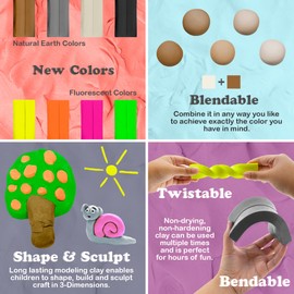 BAZIC Modeling Clay Neon Color 1 LB, Modeling Dough Non Toxic Gift for Artist Kids, Bulk for Classroom, 1-Pack