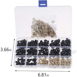 CINECE Eyes, Stuffed Eyes, Animals, Stuffed Eyes, Teddy Bears, Eyes, Doll Eyes, Doll Eyes, Doll Making, Animal Nose, DIY Sewing, Crafting Parts, Handicraft Parts, Handmade (5mm/6mm/8mm/10mm/10mm/12mm/14mm), 194 Pieces)