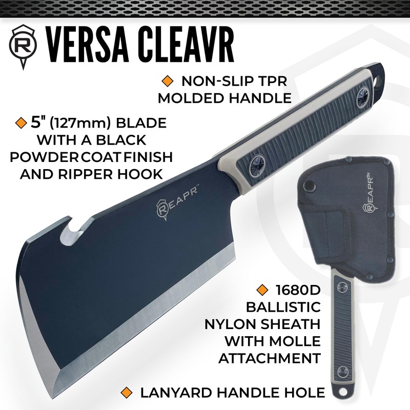 Reapr Versa Cleavr 5″ Fixed Blade Cleaver Knife with Sheath