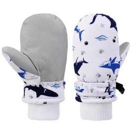 QKURT Ski Gloves for Kids, Waterproof Winter Snow Gloves Windproof Anti-Slip Snowboard Skating Mittens Fleece Lined Warm Mittens for 2-8 Years Old Boys and Girls