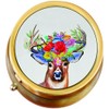 Deer Flowers Antlers Brass Pill Box
