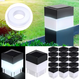 Tujoe 20 Pack Solar Fence Post Cap Lights 2 x 2 Inches Solar Post Caps Solar Fence Lights for Garden, LED Fence, Solar Post, Cap Lights, Street Light, Gazebos, Street Wall, White Light