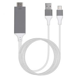 Powered USB-C 4k HDMI Cable Compatible with Tecno Pova 4 Pro Plus USB Charging at Max 2160p@60Hz, 6Ft/2M Cable [White, Thunderbolt 3]