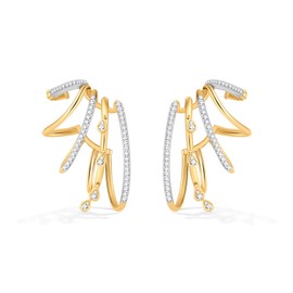 Claw Ear Cuff Earrings for Women | 14K Gold & Two-Tone Plated No Piercing Hoop | Colorful Enamel Statement Ear Wrap with Cubic Zirconia | Stackable Cuff Gift Jewelry (Two Tone)