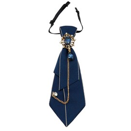 GHTIYLP Adjustable Ties for Women Vintage Womens Tie with Crystal, Pre-Tied Neck Tie for Women Girls Party School Work Casual (Navy Blue-01)