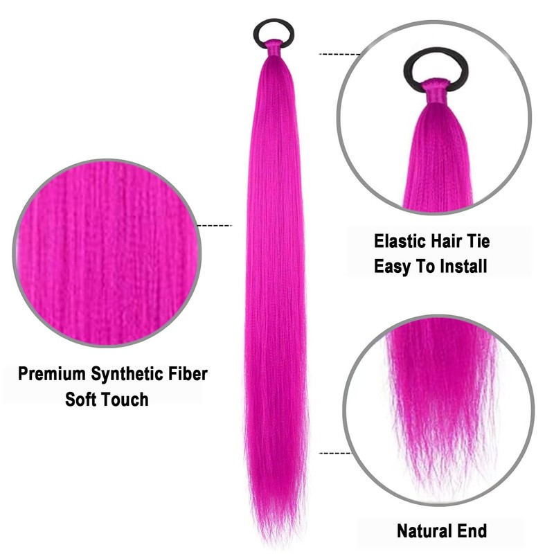 THEMIS HAIR Braid Ponytail Extension 2 Pack 26 Inch Rose