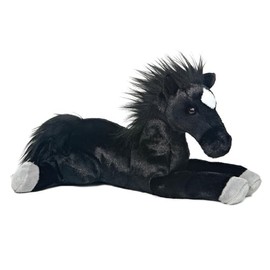 Aurora Black Horse Mom Mare and Baby Foal Stuffed Animal Gift Set Bundle Eco-Friendly Plush Toys