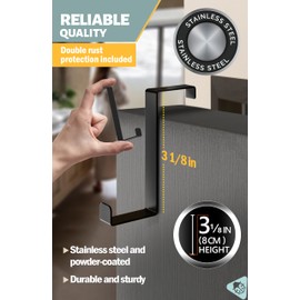 Menz Over The Door Hooks 10 Pack, 2-Sided Fits 1 3/8" & 1 3/4" Door, Bathroom Towel Hook with Anti-Scratch Pads, and Non-Slip Dots, L 3" Wreath Hanger Thin Overdoor Organizer Dorm Travel Essentials