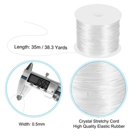 PATIKIL 38 Yard Stretchy Bracelet String, 0.5mm Round Elastic String Stretch Crystal String Bead Cord for Bracelets Beading Jewelry Making, White