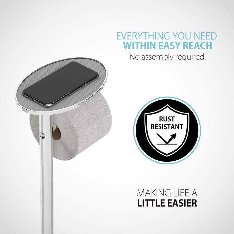 Better Living Ovo Toilet Caddy with Top Shelf, Bathroom Toilet