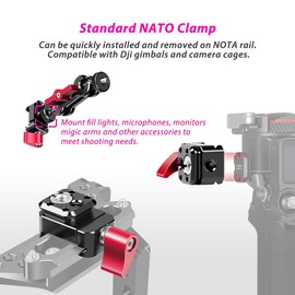 Akeipho Adjustable NATO Rail Clamp Adapter for DJI RS3 Pro / Mini / RSC2, Camera Cage NATO Clamp with 3/8" 1/4" Holes & ARRI Locating Pins