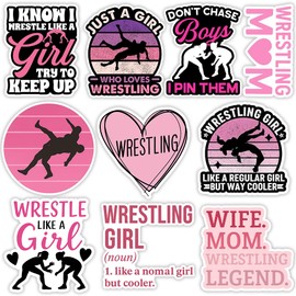SODAVA (3x3 in) Women Wrestling Stickers Pack of 10 – Motivational Girl Wrestler Vinyl Decals for Laptop, Water Bottle, Scrapbook – Empowering Female Athlete Gift