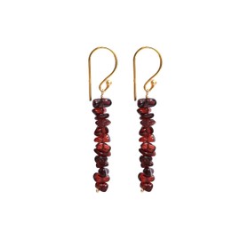Gempires Natural Red Garnet Chips Earring January Birthstone Jewelry Dangling Earrings For Gift for Her (Red Garnet (Gold)
