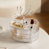 Rotating Jewelry Box with Lid Deer Antler Decoration 3 Layer