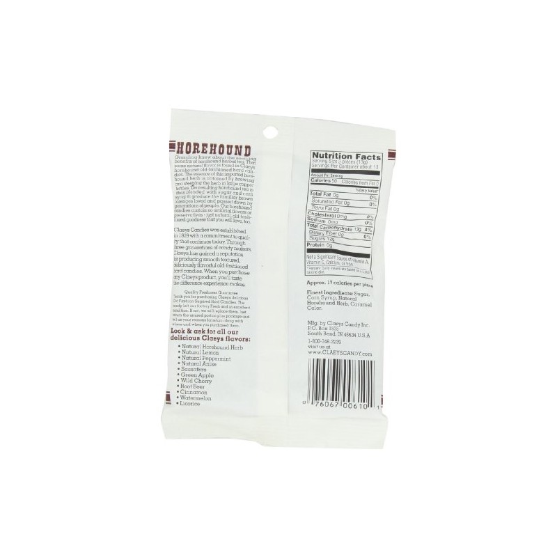 Claey's Natural Horehound Drops, 6-Ounce Packages (Pack of 12)