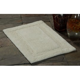 Saffron Fabs Bath Rug 100% Soft Cotton, Size 50x30 Inch, Latex Spray Non-Skid Backing, Solid Ivory Color, Textured Border, Hand Tufted, Heavy 190 GSF Weight, Machine Washable