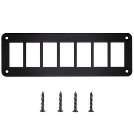 7 Way Marine Boat Rocker Switch Panel Housing Holder, HOKAAER Rocker Toggle Switch Panel Housing Bracket, Black Waterproof Anodized Aluminium Panel, with Screws for Car Boat Truck RV SUV ATV UTV