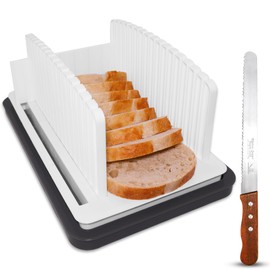 SliceElite Bread Slicer for Sourdough Rounds - Adjustable Bread Slicing Guide With Crumb Tray & Compact Bread knife for kitchen - Manual Bread Slicer For Homemade Bread Perfect Bread Making gifts