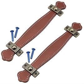 MTQY Leather Handle 2PCS Brown Leather Drawer Pulls Leather Strap Handles with Mounting Screws for Luggage,Wardrobe,Cabinet