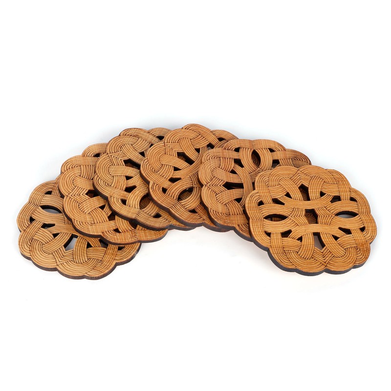 6PCS Bamboo Coaster Teacup Mat AntiScald Heat Insulation Pad Tea