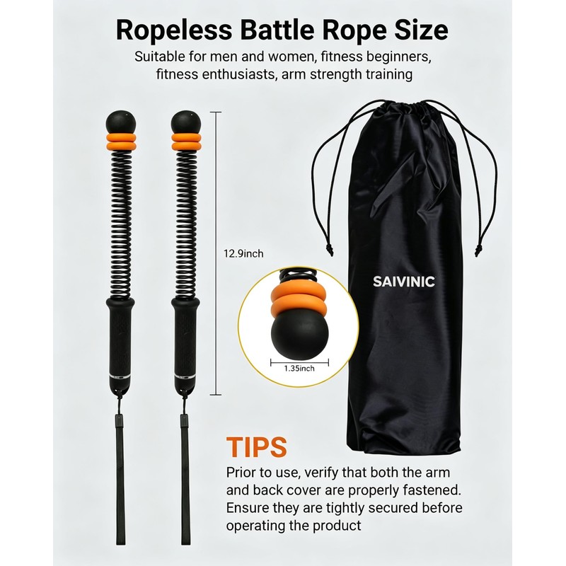 Weighted Ropeless Battle Rope, Adjustable Cordless HIIT Trainer